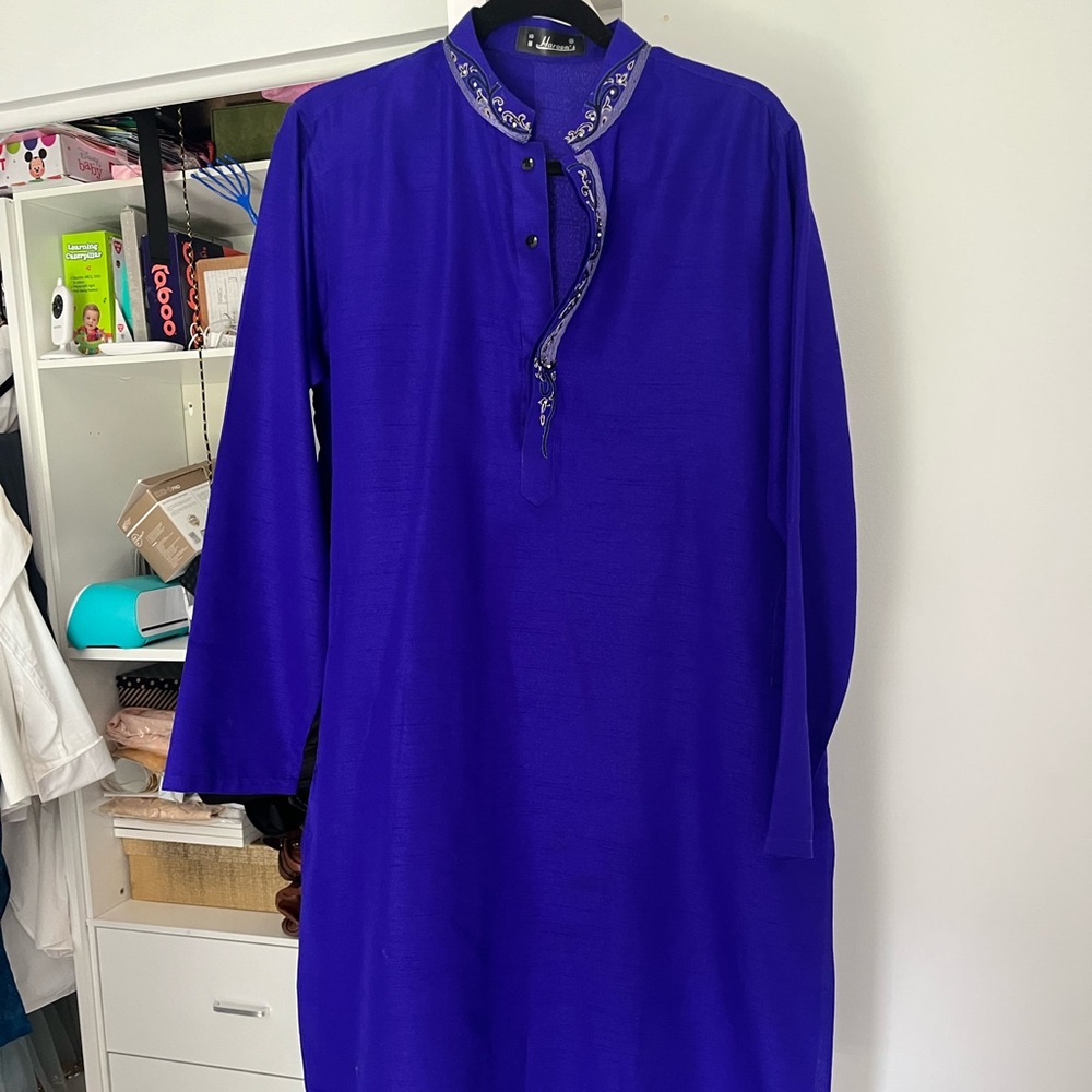 Elegant Royal Blue Long Sleeve Dress